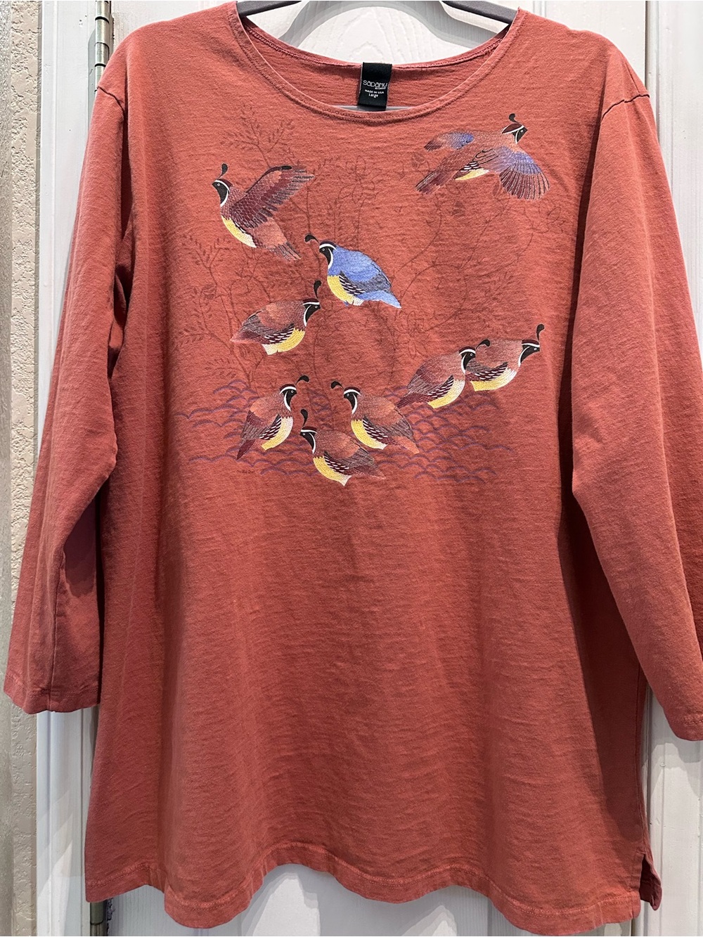 Sabaku artwear Quail Graphic 3/4 sleeve Tee - Rust